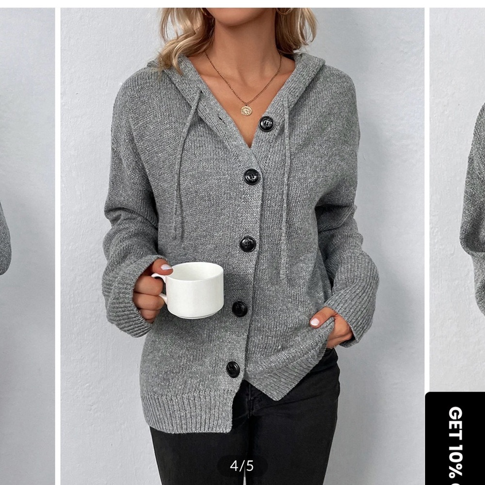 NWT Commense Button Drawstring Hooded Sweater NWT - image 9